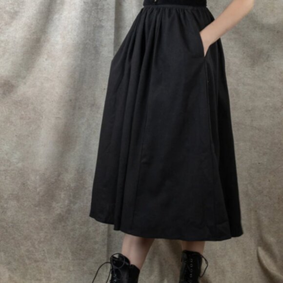 Black Cotton Cottagecore Midi Skirt - Picture 9 of 11